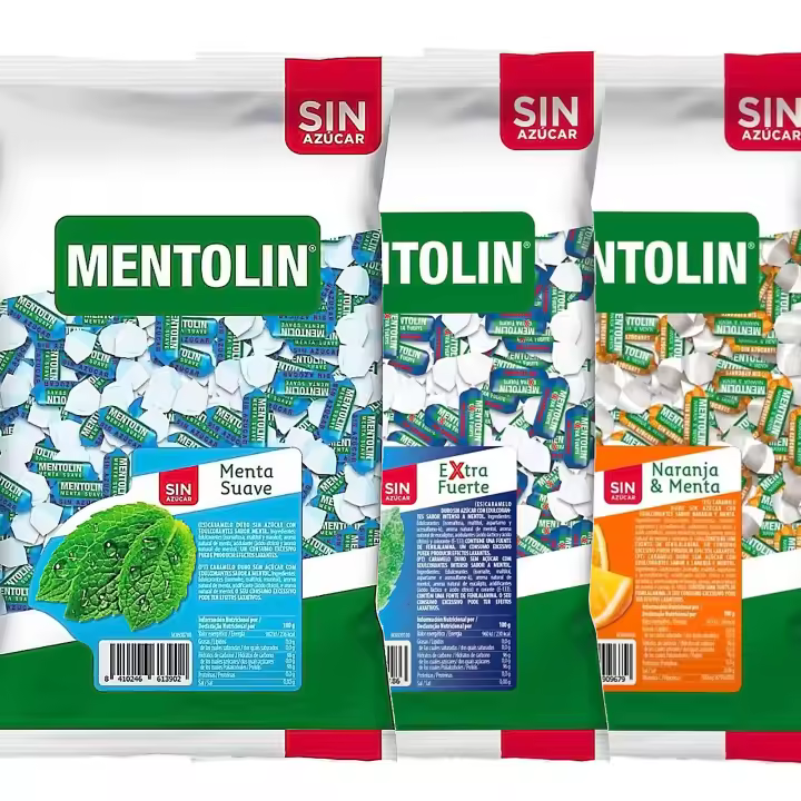 MENTOLIN PACK 3 Kg caramelos sin azúcar garganta Menta Suave & Extra Fuerte & Naranja - 1