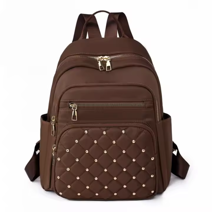 Mochila De Moda Para Mujer De Nylon De Alta Calidad Gran Capacidad Para Viajes Escuela Bolsa De Hombro Para Chicas Adolescentes Color Negro Caqui - 1