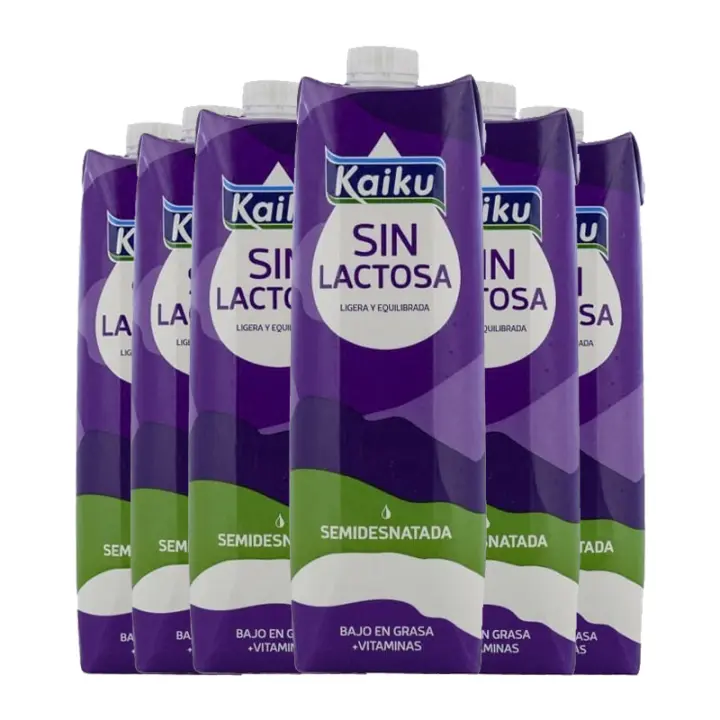 Leche semidesnatada sin lactosa Kaiku 1 litro pack 6 - 1