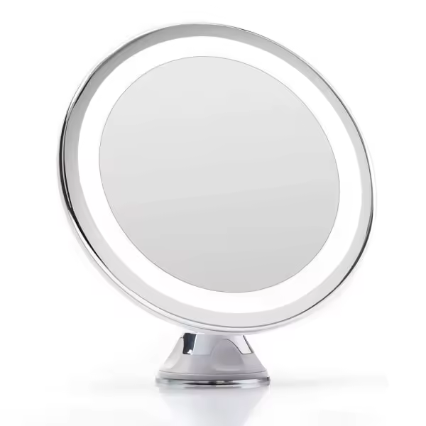 Espejo UNIQ con ventosa, luz LED y aumento X10, Blanco - 1