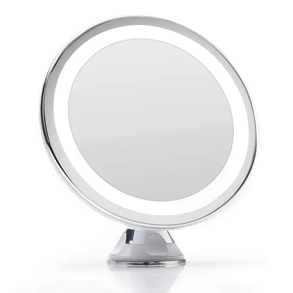 Espejo UNIQ con ventosa, luz LED y aumento X10, Blanco - 1