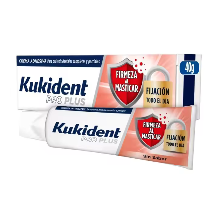 Kukident Pro Plus Barrera Anticomida Crema Adhesiva Para Prótesis Dentales Completas Y Parciales Sin Sabor 40 gramos - 1