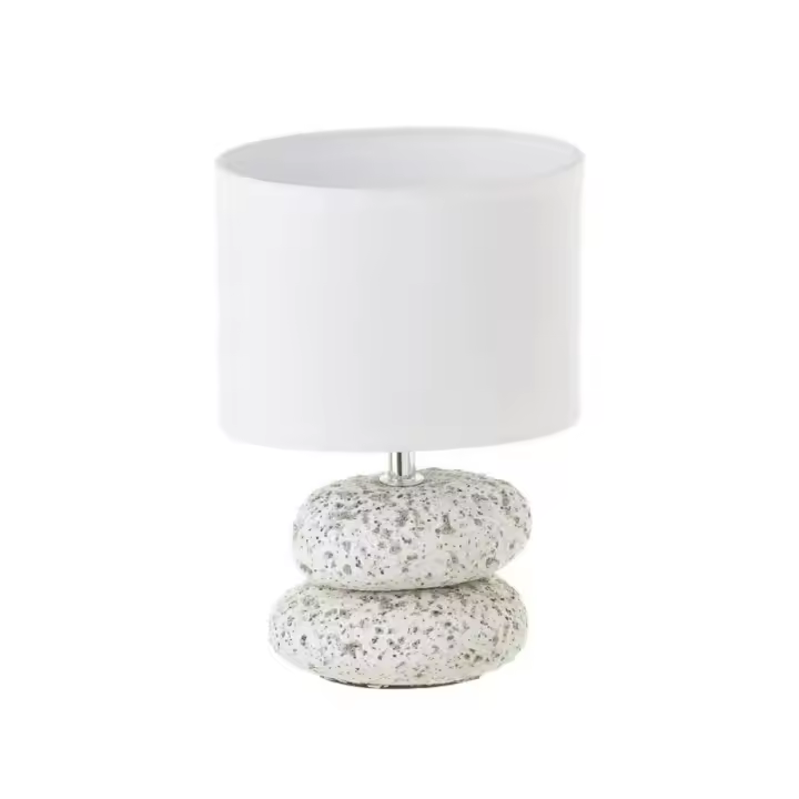 Dcasa Lámpara de mesita de noche de piedras de cerámica blanca de 23x16x16 cm - 1