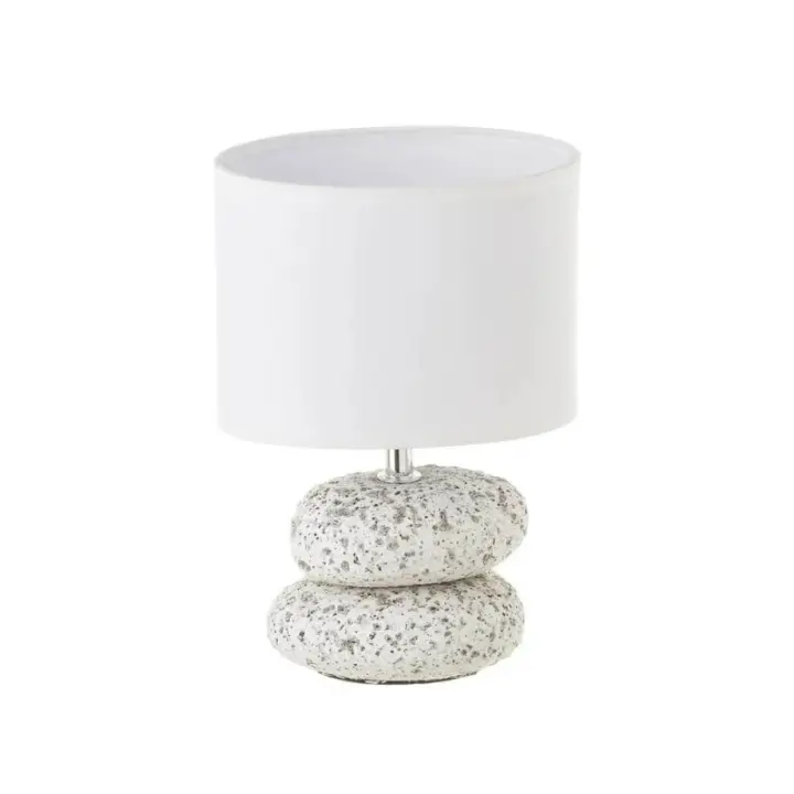 Dcasa Lámpara de mesita de noche de piedras de cerámica blanca de 23x16x16 cm - 1
