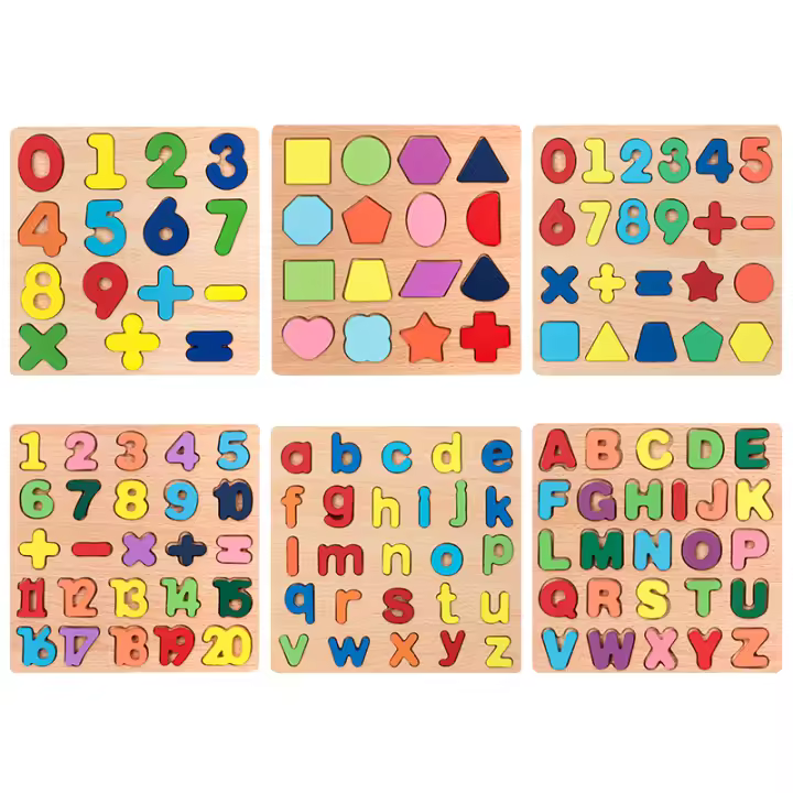 Juego Educativo De Rompecabezas De Madera Para Niños Con Formas Geométricas Y Números Montessori Aprendizaje Preescolar Juguete De Matemáticas Y Alfabeto - 1