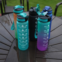 Botella Deportiva De 1000ml Con Tapa Y Marca De Tiempo Para Exteriores Camping Copo De Bebida Portátil Antigrado Y Reutilizable Para Estudiantes - details 6