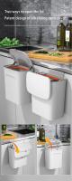 Basurero De Pared Montado Para Cocina Y Baño Con Tapa Deslizante Material PP Blanco/Gris 9L/7L Recipiente De Almacenamiento Rectangular - details 2