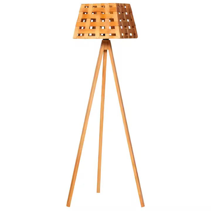 Lámpara de pie 143 cm. teka natural, tipo E 27 Max 45 - 60 W WELLHOME - 1