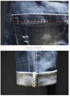 Nuevos Jeans Azul Claro Con Rasguños Y Elásticos Para Hombres Calidad Superior Moda Coreana Ropa Casual High Street Trousers - details 10