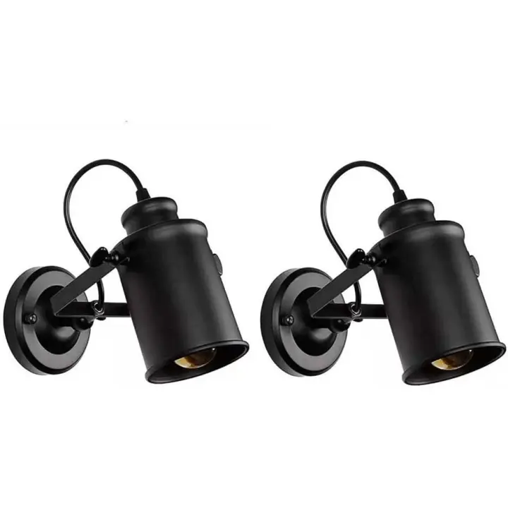 Foco de techo Foco de elemento interior, luces de pared giratorias, Juego de 2 luces de riel fijas, luces de pared Retro, luces de techo E27 para cocina y dormitorio-Negro - 1
