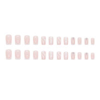 24 PCS Uñas Postizas Francesas Minimalistas De Cuadrado Corto Con 1 Archivo Y 1 Pegamento De Gel Uñas De Resina Unisex - details 3
