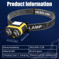 Linterna Frontal LED Con Sensor Inteligente Y Clip Recargable Tipo-C Torcha Exterior Para Ciclismo Pesca Y Camping - details 13