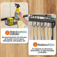 Escurridor para Platos de Cocina lava, escurridor para fregadero con Jaula para Palillos, Escurridor de vajilla para el hogar Organizer de vajilla para el hogar, Organizer de accesorios de cocina de metal - details 2