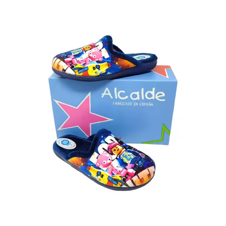 Eva Zorteon- Zapatillas de casa con Dibujo de legos x fortnite, marca ALCALDE . - 1