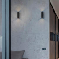 ALPINALUZ Aplique de Pared Aluminio Moderno Cilindro con Dos Casquillos GU10 Luz Arriba y Abajo para Pasillo Salón - details 0
