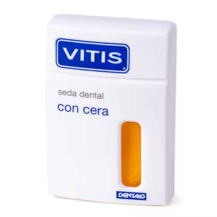 Vitis - Seda dental con cera para uso diario, fácil deslizamiento en espacios interdentales y protección contra placa bacteriana, gingivitis y caries - 1