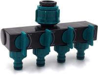 Conector de manguera de rociadores 4 salidas, Conector de rociadores distribuidor conector de extensión adaptador de grifo nariz y selector para jardín invernadero vegetal parche césped #1 - details 1