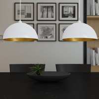 vidaXL 2x Lámparas Techo Altura Ajustable Moderna Semiesférica y Dorado Color Blanco,  Negro, y mas - details 0