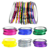 10 Rolls De Cinta Adhesiva Para Arte De Uñas Estilo Rayado Adhesivos Para Diseño De Uñas PVC Assorted Colors 20m Cada Roll - details 0
