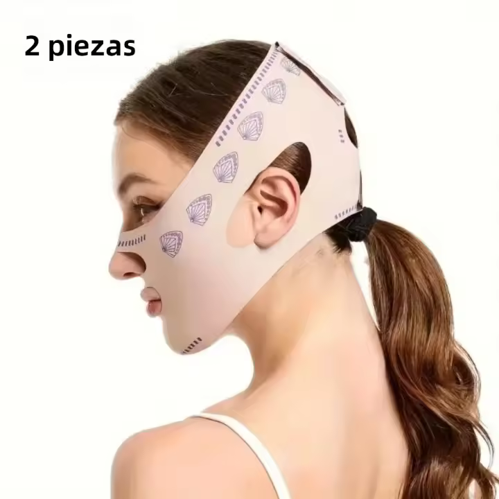 Máscara De Piel V Shaped Para Modelado Facial Y Reducción De Doble Mentón Herramienta De Levantamiento Facial Reutilizable Belleza Y Cuidado De La Piel - 1
