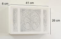 Cuadroexpres Tapa de Contador Pintada a Mano 37x22x4 cm (41x26x6 cm medida  exterior) Minimalista, En gris y blanco,100% Original, Arbol de la Vida, Incluye Tornillos para Fijar en La Pared - details 0
