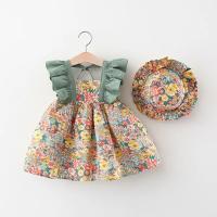 Vestido De Princesa Sin Mangas Para Bebés Niñas Verano Con Estampado De Flores A-Line Talla True Cotton Polyester Hat Incluido 0-3 Años - details 0