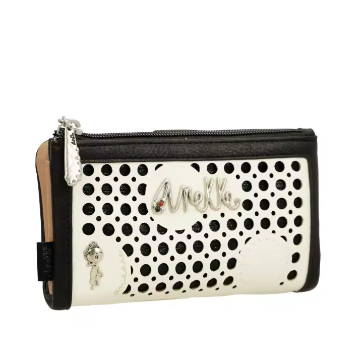 Billetero mediano Lunares - Anekke Alma - Monedero con cierre de cremallera - Tarjetero con múltiples ranuras - Material flexible - Ref. 40729-907 - Mide 18 x 10 x 2 cm - 1