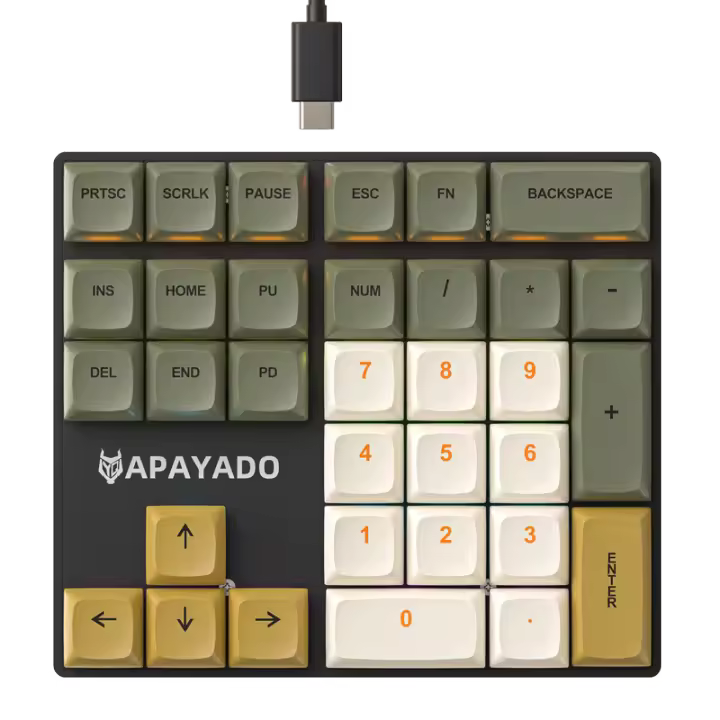 Teclado Numérico Mini APAYADO K33 33 Teclas Tejido Mécanico Azul RGB PBT Para Tesorería / Contabilidad / Finanzas - 1