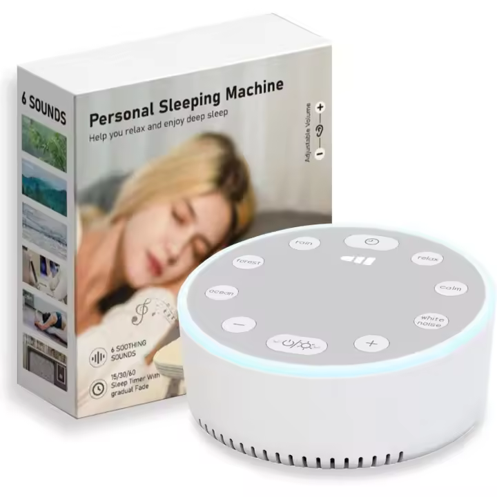 Maquina Ruido Blanco Dormir, 6 Sonidos Relajantes con Luz Nocturna Ajustable & Temporizador, Recargable por USB, para Bebé Niño o Adulto - 1