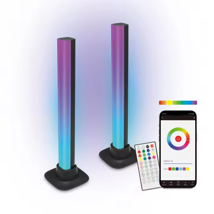 Barras de luz SmartLED KSIX, 2 uds, 35 lm, Sincroniza música, App Compatible Alexa, Google Home y Siri, Colores RGBIC - 1
