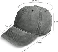 Gorra de Béisbol con visera de Algodón desgastado, lavado a la Piedra, para helbres, niños y Mujeres, Con Correa ajustable. - details 3