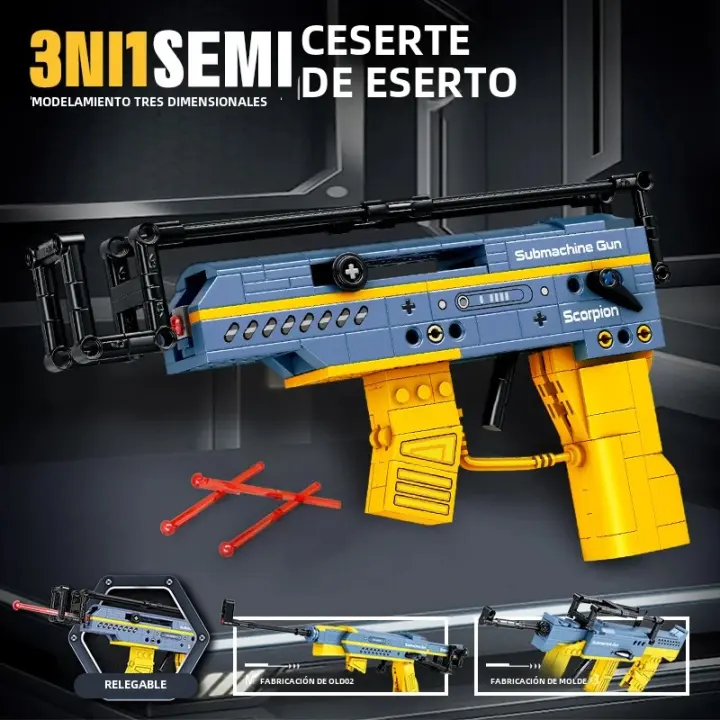 Kit De Armas Técnicas 3 En 1 Submachine Gun Para Niños Juguetes De Modelos Militares De Rifle De Asalto Y Pistola Bloques De Construcción Para Jóvenes De 6 a 12 Años Y Adultos - 1