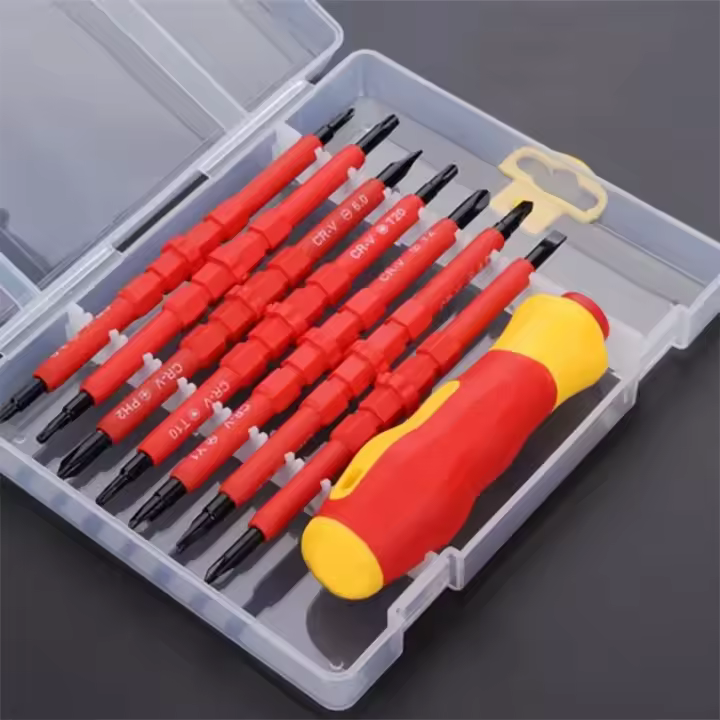 Kit De Herramientas Para Eléctricos 13pcs 1000V Diablos Rojos Aislados Con Puntas Magnéticas De Tornillos De Cabeza Slotted - 1