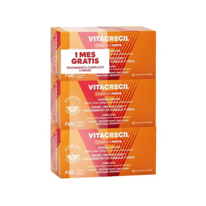 Vitacrecil Complex Forte 180 Cápsulas para la Caída del Cabello en Hombres y Mujeres - Tratamiento de 3 Meses - 1