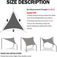 Sail Shade Triangular Impermeable Para Jardín Patio Teléfono De Poliéster Para Baño De Agua Camping Y Senderismo Canopy De Sombra - details 4