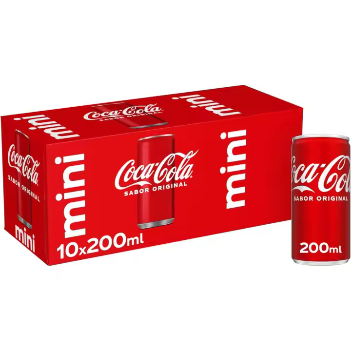 Coca-Cola Sabor Original-sabor zero  Refresco de cola - Pack 10 *2Mini Latas, 200 ml total 20lata - 1