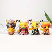 Figuras De Colección Anime Hot Pikachu Cosplay Demon Slayer Tanjirou Nezuko Zenitsu Inosuke PVC 9CM Regalo De Cumpleaños Para Niños - details 2