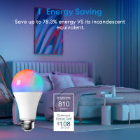 Bombilla Inteligente Meross LED RGBWW Dimmable E26 E27 B22 9W (60W Equivalent) Compatible Con Alexa Google Home SmartThings Para El Dormitorio - details 2