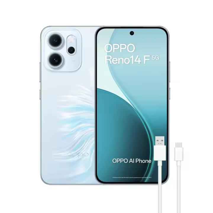 OPPO Reno14 F 5G - 8GB + 256GB, Pantalla 6.57", Cámara 50+8+2 MP, IP68, 6000 mAh - Azul - 1