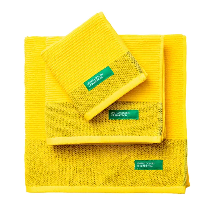 Set 3PC Toalla de baño (Tocador 30x50cm + Manos 50x90cm + Baño 70x140cm) 450GSM 100%Algodón amarillo 'Rainbow' - 1