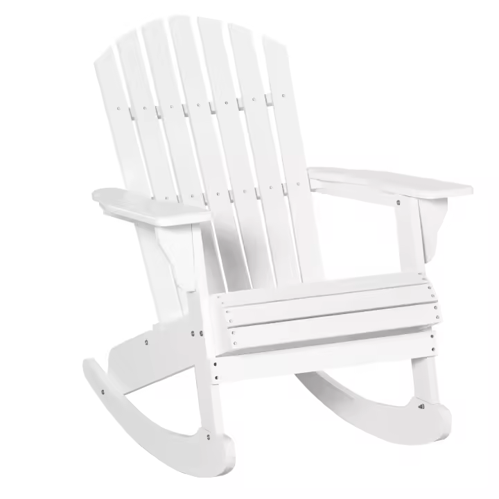 Outsunny Sillón Mecedora Adirondack de Madera Natural 77x94x97 cm para Jardín Terraza Exterior de Estilo Rústico Carga 130kg - 1