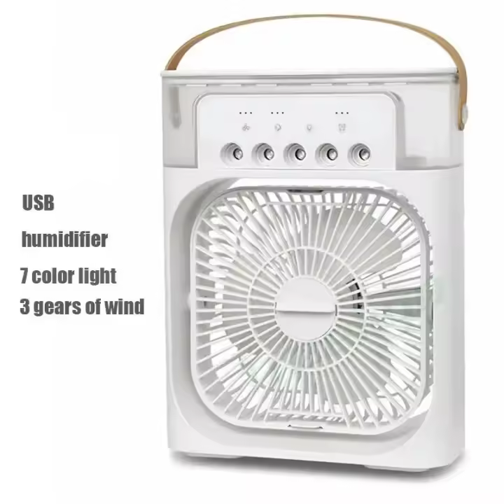 Ventilador portátil de aire acondicionado, humidificador 3 en 1 con USB, luz LED nocturna, nebulizador de agua para el hogar - 1