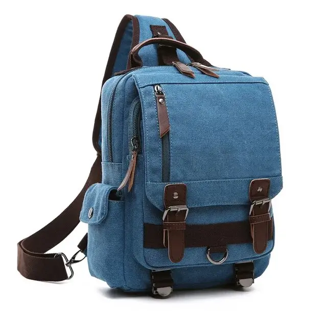 Mochila pequeña de lona para hombre y mujer bolso de hombro multifuncional para ordenador portátil mochilas escolares mochila de día - 1