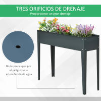 Outsunny Jardinera Elevada Cama de Jardín Elevada Rectangular Mesa de Cultivo para Plantas Verduras y Flores con 3 Orificios de Drenaje 100x30x80 cm Gris - details 5
