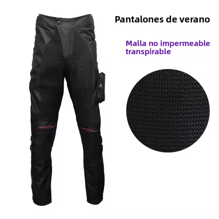 Pantalones De Motocicleta Para Hombre Verano Transpirables Protección Profesional Con Sobrevisor Impermeable Y Protetores De Rodilla Removibles - 1