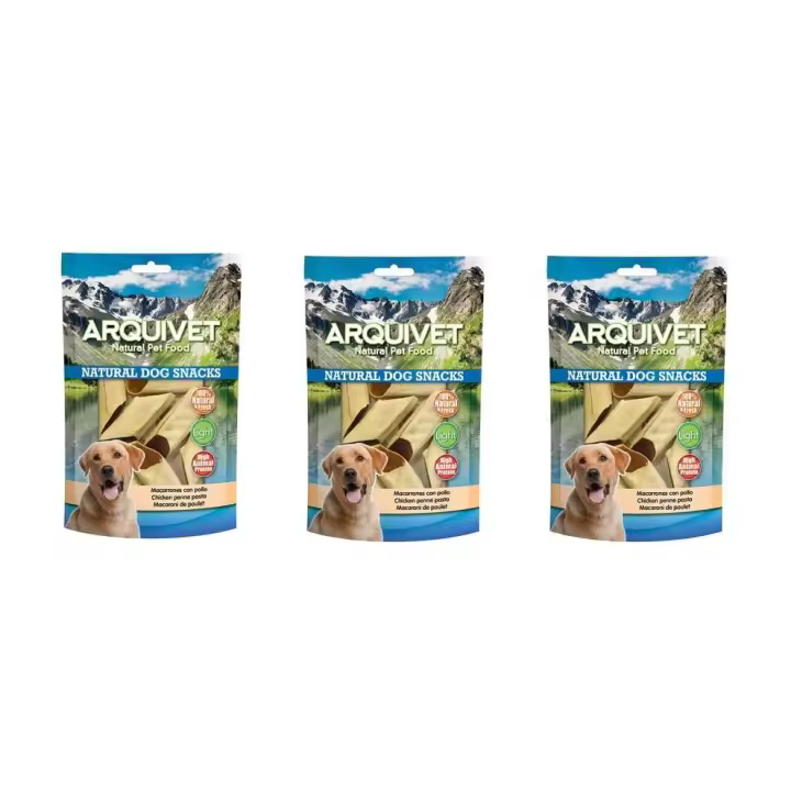 Snacks para Perros Macarrones de Pollo 100 gr ( 3 unidades) - Natural Dog - Snacks 100% Natural  - Chuches, premios, golosinas, recompensas, chucherías caninas - Producto Light Arquivet - 1
