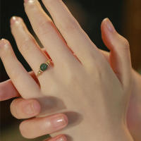 Anillo De Bambú De Jade Hetian Lácteo Platinado En Plata De Ley 925 Para Mujer Y Niña Regalo Joyería Vintage Irregular - details 21