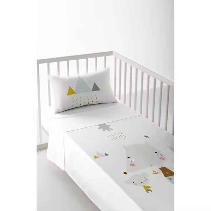 JUEGO DE SÁBANA CUNA/MAXICUNA INFANTIL BEBÉ 100% ALGODÓN BARQUITO CHIQUITITO HACIENDO EL INDIO FABRICADO EN ESPAÑA - 1