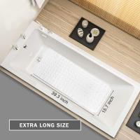 Alfombra de baño antideslizante, resistente al moho, extra larga, antibacteriano, BPA, ftalato de látex, lavable a máquina, ideal para niños, 39x16 (blanco) - details 3