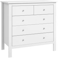 HOMCOM Cómoda con 5 Cajones, Cómoda Dormitorio con Patas Elevadas, Cajonera para Salón, Oficina, Estilo Moderno, 79x39,5x80,5 cm, Blanco - details 0